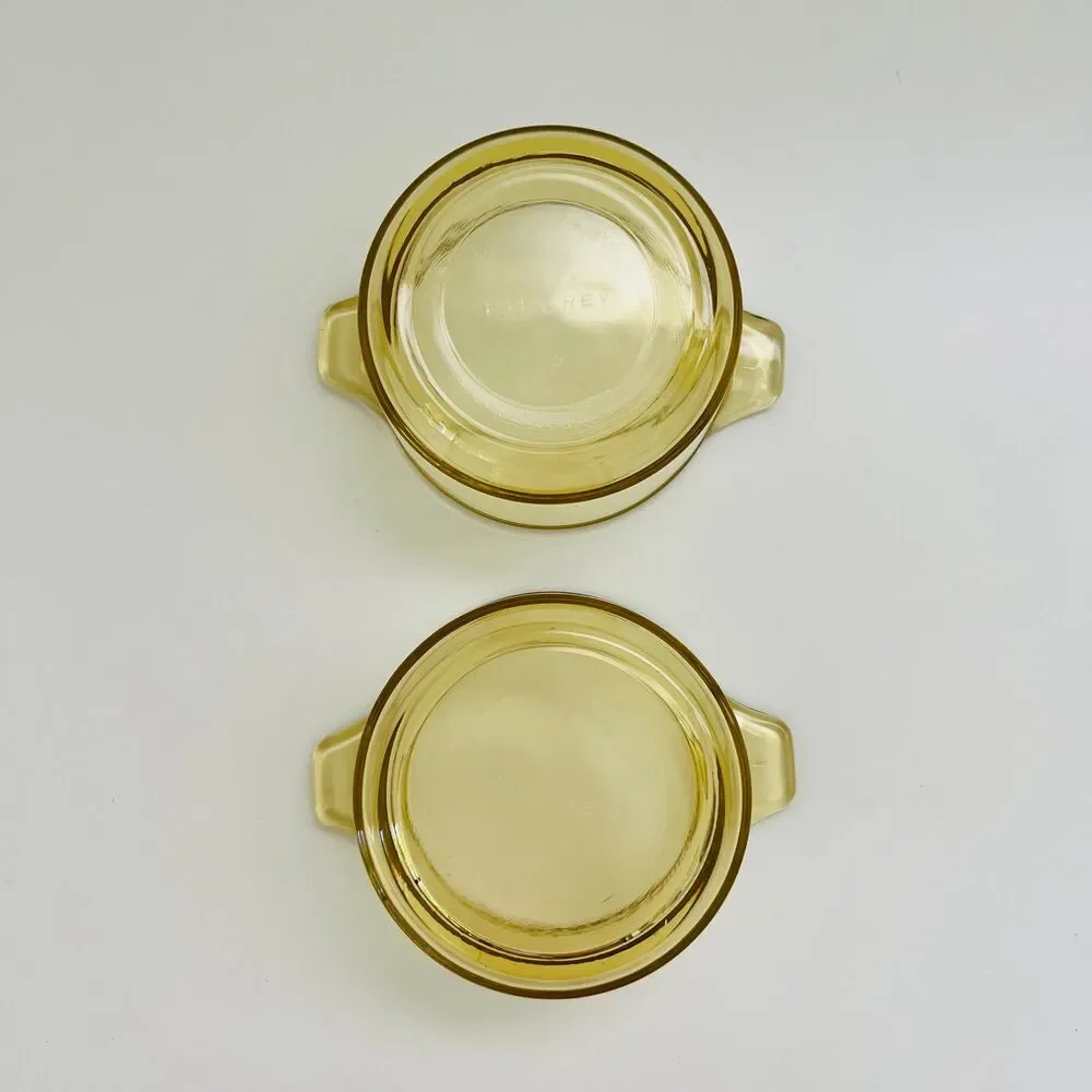 DYNAWARE PYR-O-REY Amber Yellow Glass 13 oz Casserole Baking Dish, Set of 2